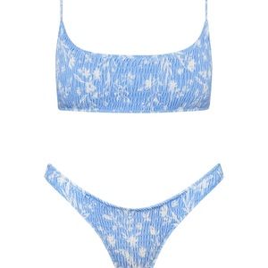 Blue floral Triangl Bikini Set